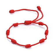7 Knot Lucky Bracelets, Adjustable Nylon Milan Cord Braided Bead Bracelets, Red String Bracelets, Red, Inner Diameter: 2 inch~2-5/8 inch(5~6.8cm)(BJEW-JB05252-03)