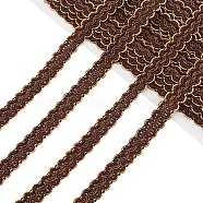 Polyester Lace Ribbon, Clothes Accessories Decoration, Wave Pattern, Saddle Brown, 5/8 inch(15mm), about 13.12 Yards(12m)/Card(OCOR-WH0078-26)