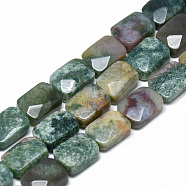 Natural Indian Agate Bead Strands, Faceted, Rectangle, 11x8x5mm, Hole: 1mm, about 18pcs/strand, 7.8 inch(G-T072-03)