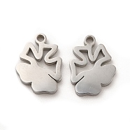 304 Stainless Steel Charms, Flower, Stainless Steel Color, 13x9.5x1.4mm, Hole: 1.4mm(STAS-M089-33P)