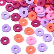 Handmade Polymer Clay Beads, Heishi Beads, for DIY Jewelry Crafts Supplies, Disc/Flat Round, Old Rose, 6x1mm, Hole: 2mm, about 26000pcs/1000g(CLAY-T019-02B-19)