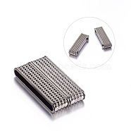 Alloy Magnetic Clasps with Glue-in Ends, Rectangle, Gunmetal, 37.5x19x7mm, Hole: 34x4mm(PALLOY-E271-B)