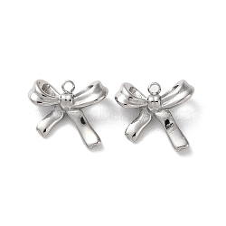 Non-Tarnish 304 Stainless Steel Charms, Bowknot Charms, Stainless Steel Color, 13.5x14.5x6mm, Hole: 1.5mm(STAS-L022-395P-02)