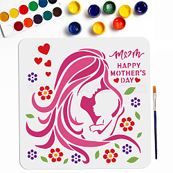 US 1Pc Mother's Day PET Hollow Out Drawing Painting Stencils, for DIY Scrapbook, Photo Album, with 1Pc Art Paint Brushes, Human, 300x300mm(DIY-MA0004-52)