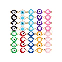 Vacuum Plating 304 Stainless Steel Enamel Links Connectors, Flat Round with Evil Eye, Mixed Color, 12x8x4mm, Hole: 1.4mm, 10 colors, 4pcs/color, 40pcs/box(STAS-SZ0001-31A)