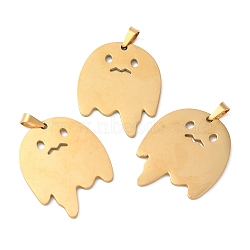 Ion Plating(IP) Halloween 304 Stainless Steel Pendants, Ghost Charm, Golden, 30x24.5x1.5mm, Hole: 6.5x3.5mm(STAS-R122-15G)
