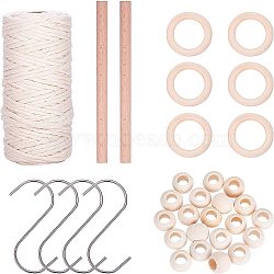 DIY Jewelry, with Wood Beads, Cotton String Threads, Beech Wooden Round Stick and Heavy Duty S-hooks, Antique White(DIY-PH0025-70)