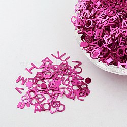 Ornament Accessories Plastic Paillette/Sequins Beads, Alphabet, Deep Pink, 5.5x5.5~6x0.1mm(PVC-E001-12-YD03)