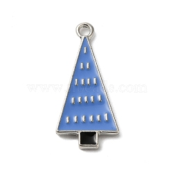 Winter Theme Alloy Enamel Pendants, Platinum, Christmas Tree, 25x12x1.7mm, Hole: 1.8mm(ENAM-M002-05I-P)