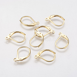 304 Stainless Steel Leverback Earring Findings, with Loop, Golden, 15x11x2mm, Hole: 1.5mm, Pin: 0.6mm(STAS-F141-03G)