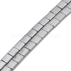 Electroplated Frosted Non-magnetic Synthetic Hematite Beads Strands, Square, 2-Hole, Silver Plated, 5x5x2mm, Hole: 0.8mm, about 74pcs/strand, 15.75 inch(40cm)(G-G089-B01-09)