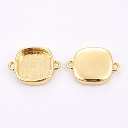 Brass Cabochon Connector Settings, Plain Edge Bezel Cups, Long-Lasting Plated, Square, Golden, Tray: 9x9mm, 11x15x3mm, Hole: 1mm(KK-F748-01G)