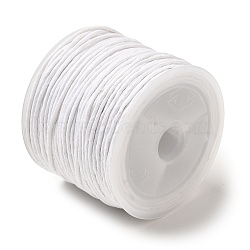 Waxed Cotton Cord, White, 1mm, about 27.34 yards(25m)/roll(YC-D002-06)