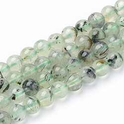 Natural Prehnite Beads Strands, Round, 6x6mm, Hole: 1mm, about 62pcs/strand, 15.5 inch(G-Q961-03-6mm)