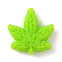 Maple Leaf Silicone Beads, Light Green, 25.5x25.5x9.5mm, Hole: 3mm(SIL-WH0010-18A)