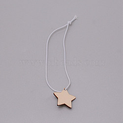 Star Wooden Hangtag Ornaments, with Nylon Elastic Cord, for Winebottle Pendant Decoration, BurlyWood, 140mm, Star: 29x30x2mm(HJEW-WH0036-08)