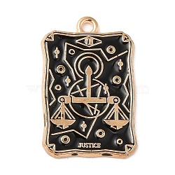 Alloy Pendants, with Enamel, Golden, Rectangle with Tarot Charm, Scales, 28x18x1.5mm, Hole: 1.8mm(ENAM-R144-01G-10)
