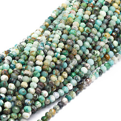 Natural Chrysocolla Beads Strands, Faceted, Rondelle, 3.5~4x3mm, Hole: 0.7mm, about 124pcs/strand, 15.35''(39cm)(G-E569-B08)
