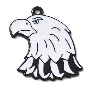 Alloy Pendants, with Enamel, Black And White Beast, Bird, 28.5x24.5x1.5mm, Hole: 1.6mm