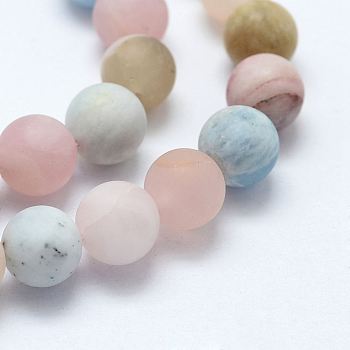 Natural Morganite Beads Strands, Frosted, Round, 6mm, Hole: 1mm, about 64pcs/strand, 15.55 inch(39.5cm)
