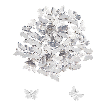 304 Stainless Steel Pendants, Butterfly, Stainless Steel Color, 11x15.5x3mm, Hole: 1mm, 100pcs/box