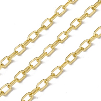 Brass Paperclip Chains, with Spool, Soldered, Long-Lasting Plated, Cadmium Free & Nickel Free & Lead Free, Real 18K Gold Plated, 7.5x4.5x1mm
