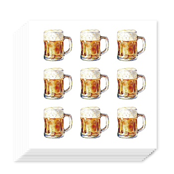 Self-Adhesive Paper Decorative Stickers, for Party, Decorative Presents Sealing, Beer, 90x90mm, Stickers: 25mm, 9pcs/sheet