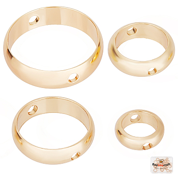 60Pcs 4 Style Brass Bead Frames, Ring, Real 18K Gold Plated, 6~12x2~3mm, Hole: 0.9~1mm, 15pcs/style