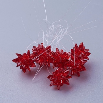 Glass Woven Beads, Flower/Sparkler, Made of Horse Eye Charms, Red, 13mm