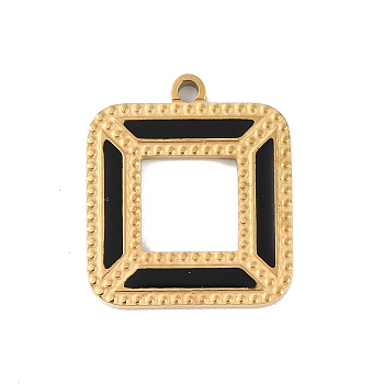 Ion Plating(IP) 304 Stainless Steel Pendants, with Enamel, Square Charm, Golden, 16x14x1.5mm, Hole: 1.2mm