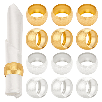 Elite 12Pcs 2 Colors Iron Napkin Rings, Napkin Holder Adornment, Restaurant Daily Accessories, Column, Platinum & Golden, 46x28mm, Inner Diameter: 39mm, 6pcs/color