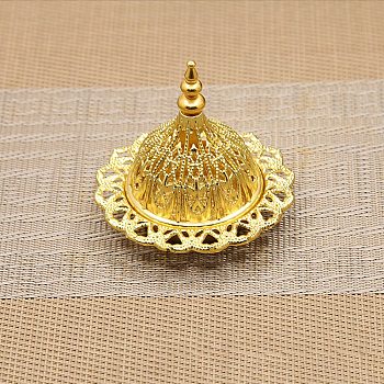 Alloy Incense Burners Tower Censer Holder, Hollow Buddhism Aromatherapy Furnace Home Decor, Golden, 70x66mm