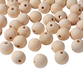Unfinished Natural Wood Beads Spacer Craft Beads for DIY Macrame Rosary Jewelry, Lead Free, Round, Moccasin, 25mm, Hole: 4.5~5mm