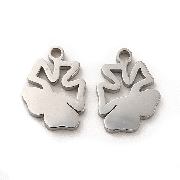 304 Stainless Steel Charms, Flower, Stainless Steel Color, 13x9.5x1.4mm, Hole: 1.4mm