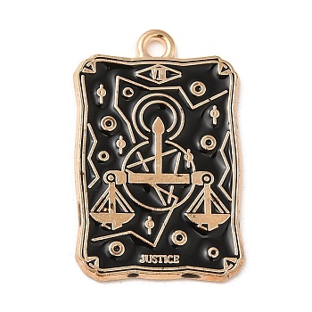 Alloy Pendants, with Enamel, Golden, Rectangle with Tarot Charm, Scales, 28x18x1.5mm, Hole: 1.8mm