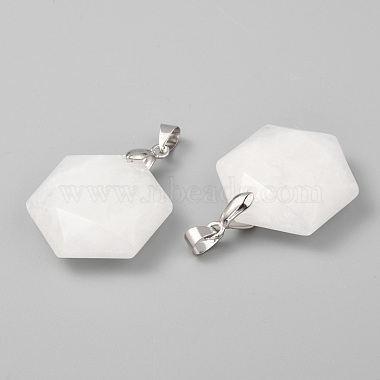 Faceted Natural White Jade Pendants(X-G-F340-03O)-2