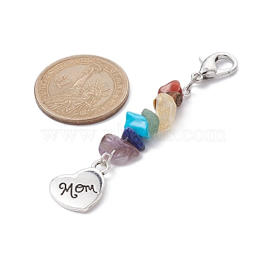 Pendentif cœur en alliage avec mot maman(HJEW-JM01417)-3