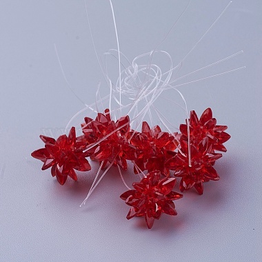 13mm Red Flower Glass Beads