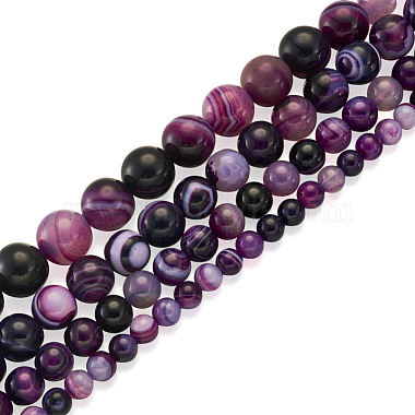 4 Strands 4 Style Natural Striped Agate/Banded Agate Bead Strands(G-TA0001-35)-3