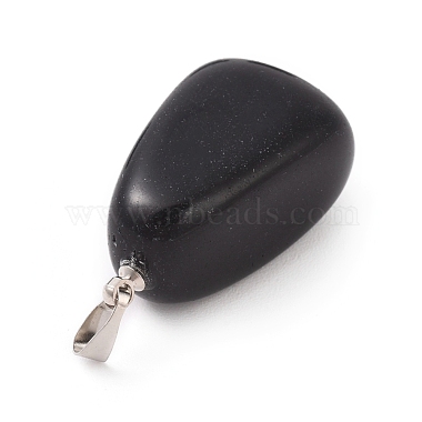 Natural Dyed & Heated Black Agate Pendants(G-k302-B16)-3