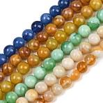 Handmade Lampwork Beads Strand, Imitation Jade Beads, Round, Mixed Color, 10~10.5mm, Hole: 0.5mm, about 36~38pcs/strand, 13.98~15.35''(35.5~39cm)(LAMP-B056-10mm)