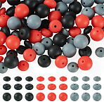 90Pcs 9 Styles Round & Rondelle Silicone Focal Beads, Mixed Color, 12~15x6.5~15mm, Hole: 2mm, 10pcs/style(SIL-TA0003-57C)