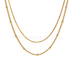304 Stainless Steel Double-Layer Necklace, Satellite & Snake Chains Necklace, Golden, 15.16 inch(38.5cm)(NJEW-Q321-01G)