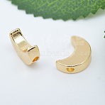 Brass Beads, Long-Lasting Plated, Moon, Real 18K Gold Plated, 12x8mm(KK-WH0043-01G)