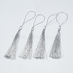 Nylon Tassel Big Pendant Decorations, Silver, 135~145mm, Tassel: 78~85x5mm(OCOR-T007-02)