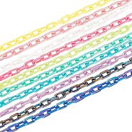 20 Strands 10 Colors Acrylic Opaque Cable Chains, AB Color, Oval, Mixed Color, 13x8x2mm, about 1.64 Feet(0.5m)/color(PACR-FH0001-05)