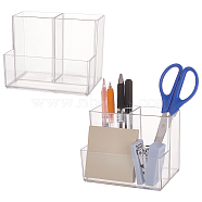 Transparent Acrylic Pen Holders, 3 Compartments, Rectangle, Clear, 122x81x98mm, Inner Diameter: 45.5x61mm & 33x121.5mm(AJEW-WH0314-195)
