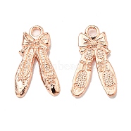 Tibetan Style Alloy Pendants, Cadmium Free & Nickel Free & Lead Free, Dance Shoes with Bowknot, Rose Gold, 21x12.5x2mm, Hole: 2mm, about 810pcs/1000g(TIBE-Q070-16RG-NR)