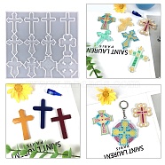 Religion Theme Cross Cabochon Silicone Molds, Resin Casting Molds, for UV Resin, Epoxy Resin Craft Making, White, 220x239x6mm, Inner Diameter: 70~71.5x46~69mm(DIY-L071-03)