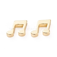 Brass Beads, Top Drilled Beads, Long-Lasting Plated, Musical Note, Real 18K Gold Plated, 8x9x2.5mm, Hole: 1.4mm(KK-K241-04G)
